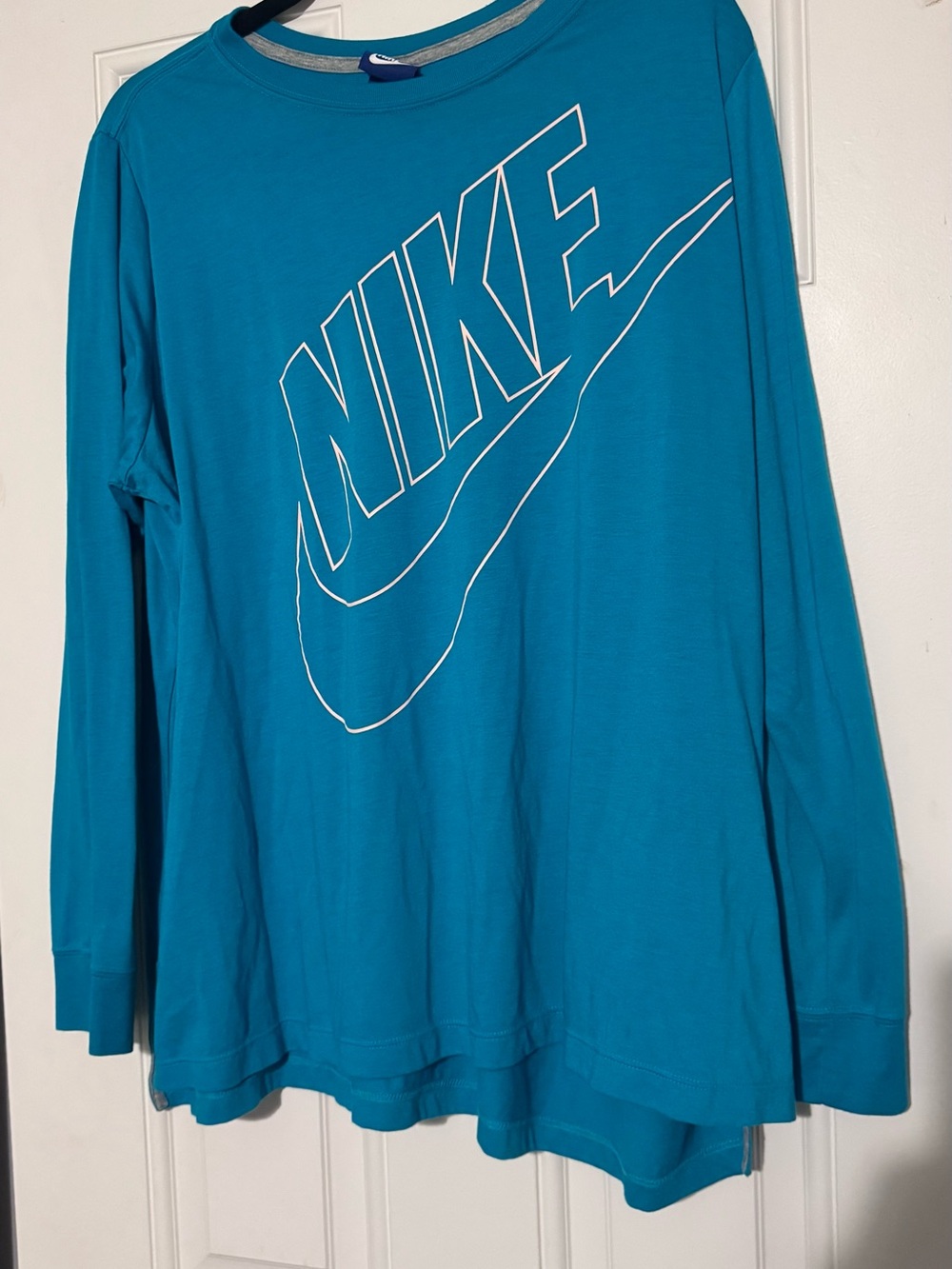 Nike Teal Long-Sleeve Logo Tee for women